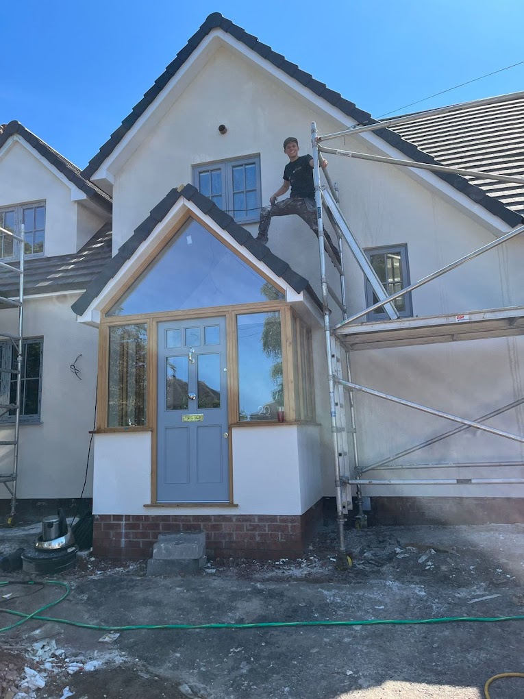 AC Plastering & Rendering Working On A Front Porch