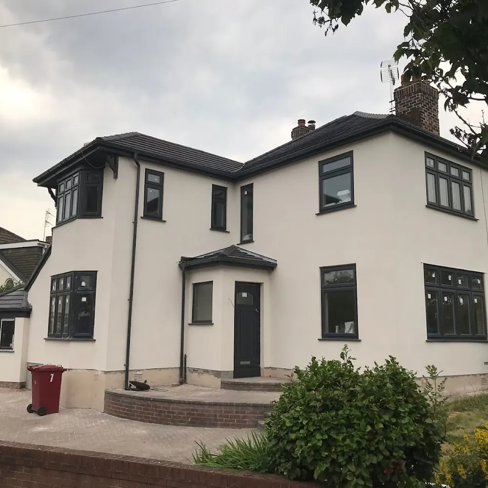Modern white K-Rend monocouche rendering on a Liverpool semi-detached house